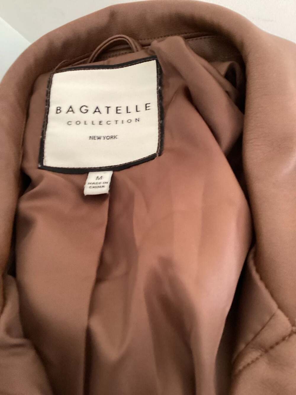 Bagatelle Collection Brown Faux Leather Trucker Jacket Size M - Picture 2 of 3